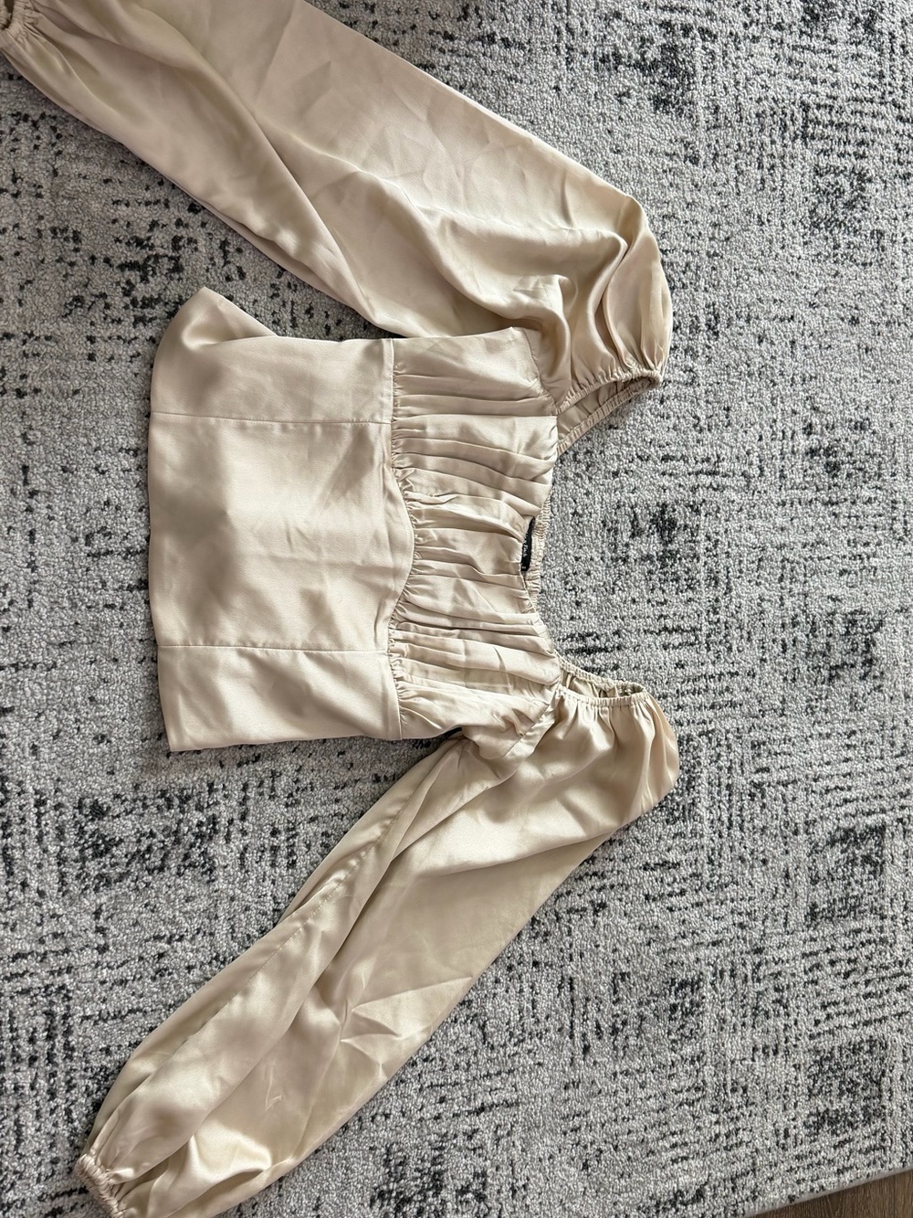 Abercrombie & Fitch Cream Satin Puff-Sleeve Blouse